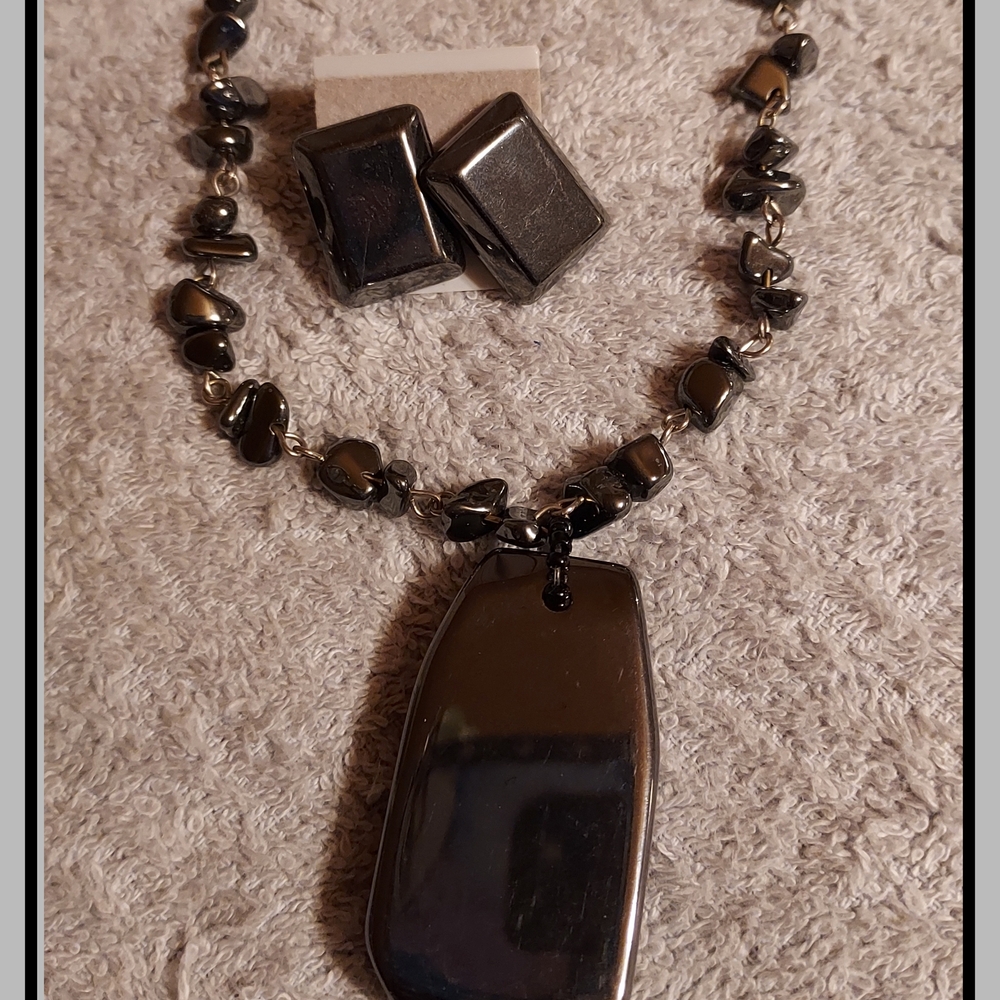 Hematite Necklace and Earrings